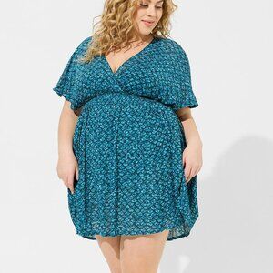 ❤️NWT VINTAGE TORRID SWIM COVER - MERMAID SCALE PRINT BEACH MINI DRESS COVERUP
